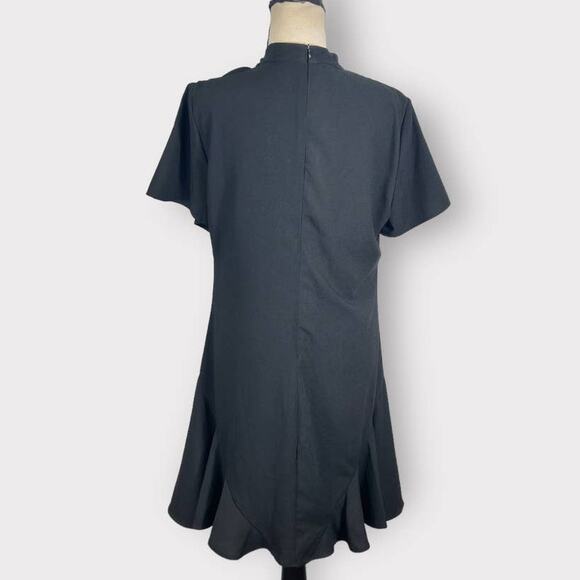 CeCe Mini Dress Women's 4 Black Bow Neck Short Sleeve Flounce NWOT - Picture 5 of 10